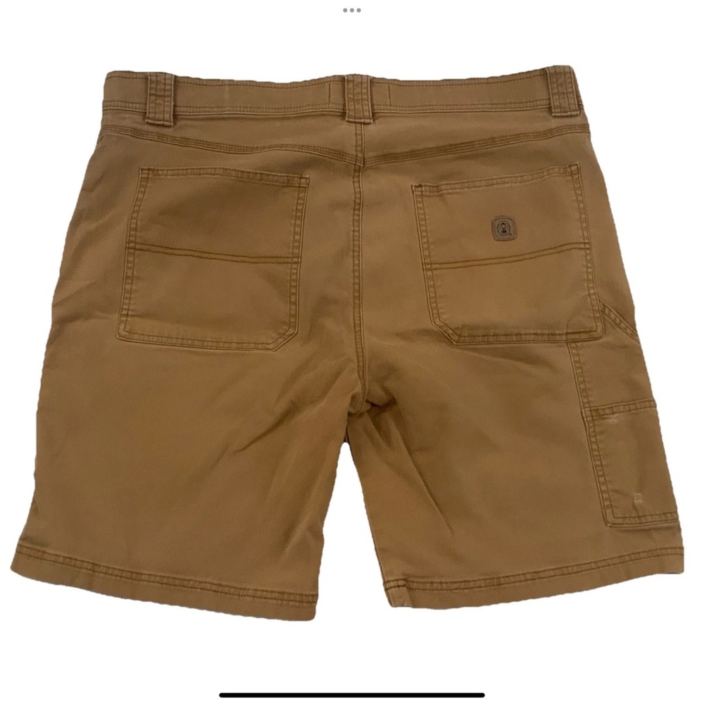 Coleman Canvas Utility Shorts Size 38 Cargo Pockets Tan Comfort Waist Workwear